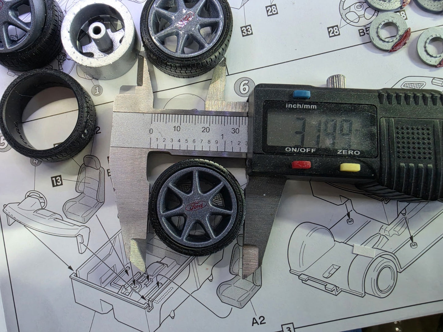1/18 Scale Ford RS7 3d Printed Wheels & RESIN Tyres ONLY Pre-painted Grey