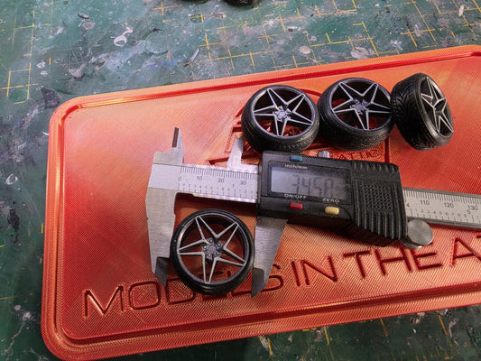 1/18 Scale Veemann VFS-46 Pre-painted 3d Print wheels RUBBER TYRE