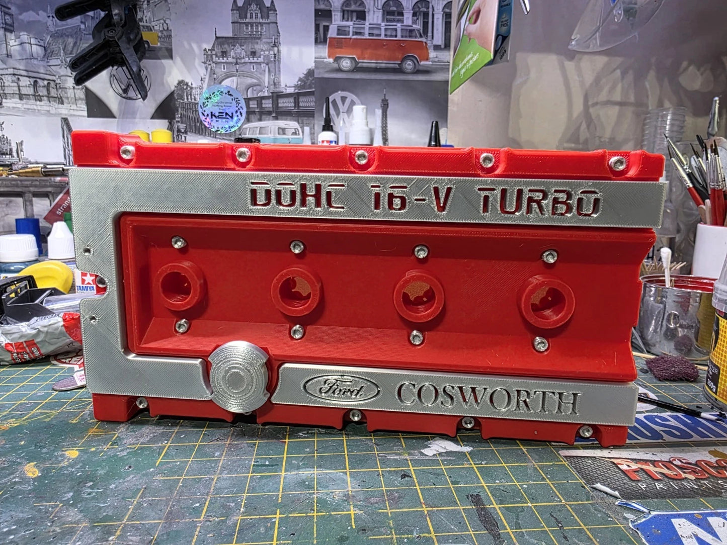3D PRINTED FORD COSWORTH VALVE COVER RED