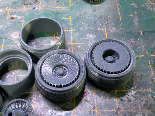 1/18 scale 17" BBS RS Wheels with Resin Tyres 6/3mm hub TURBO FANS