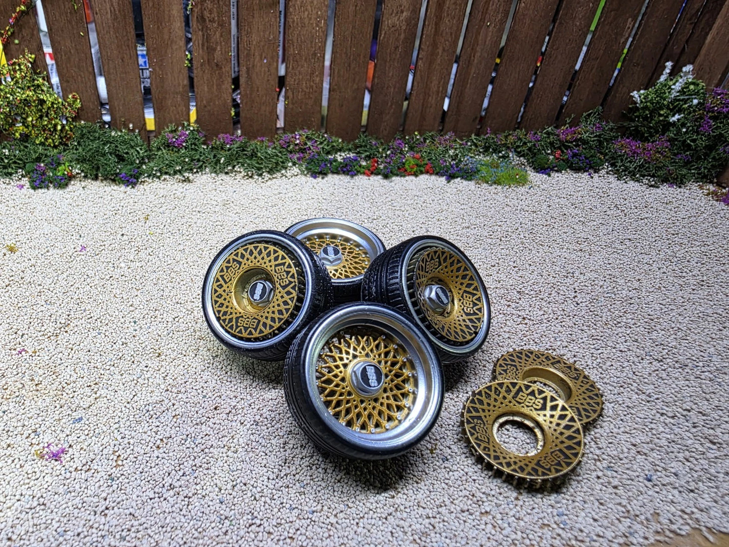 1/18 scale BBS E50 with RUBBER Tyres painted Set