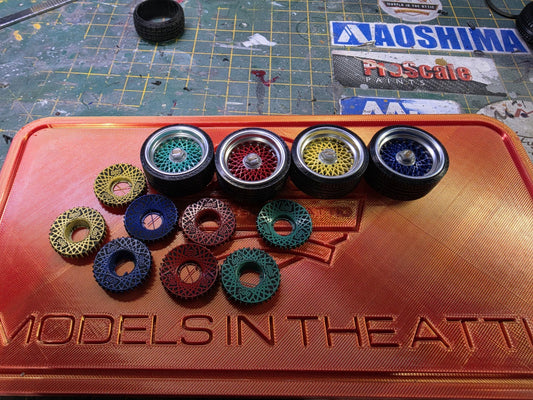 1/18 BBS E50 painted Set HARLEQUIN with CHROME Barrels
