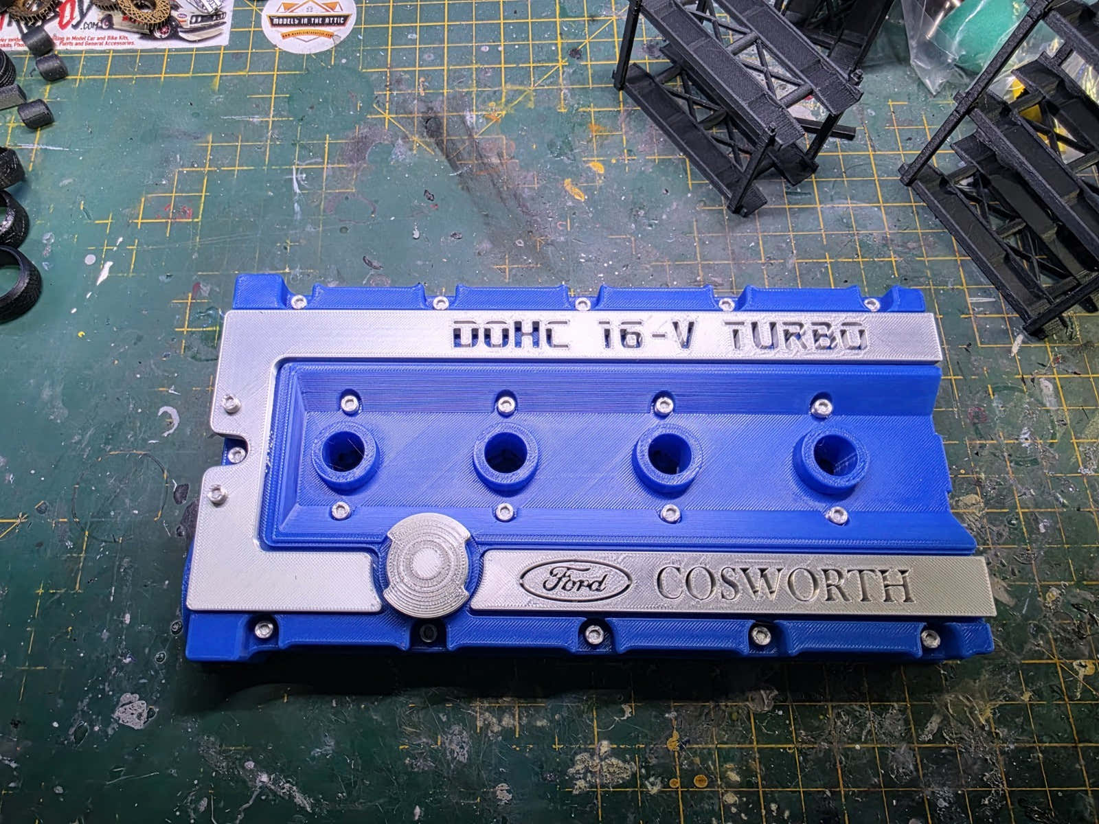 3D PRINTED FORD COSWORTH VALVE COVER BLUE – Models In The Attic