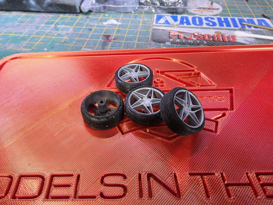 1/24 Scale Veemann VFS-46 Pre-painted 3d Print wheels RUBBER TYRE