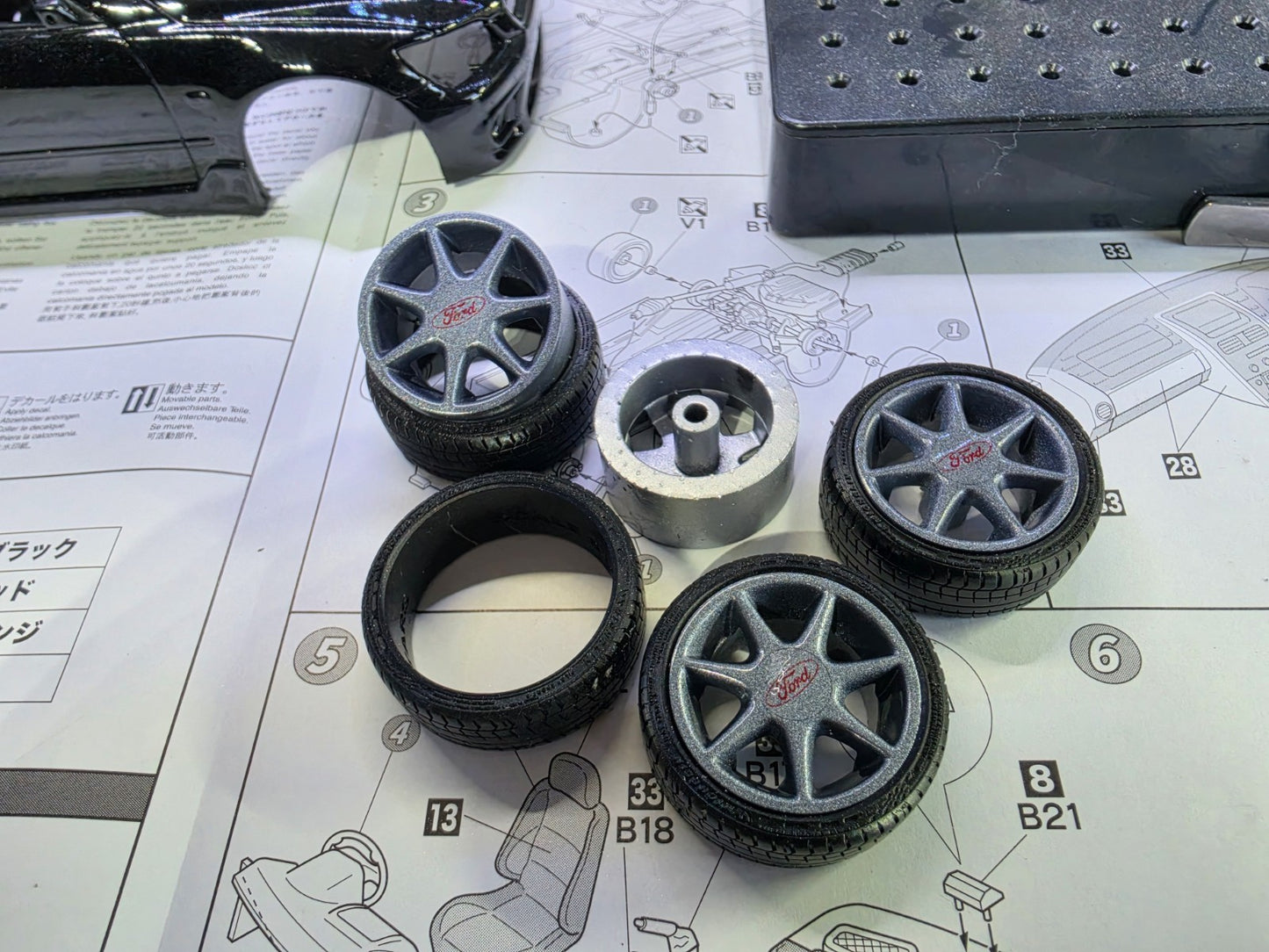 1/18 Scale Ford RS7 3d Printed Wheels & RESIN Tyres ONLY Pre-painted Grey