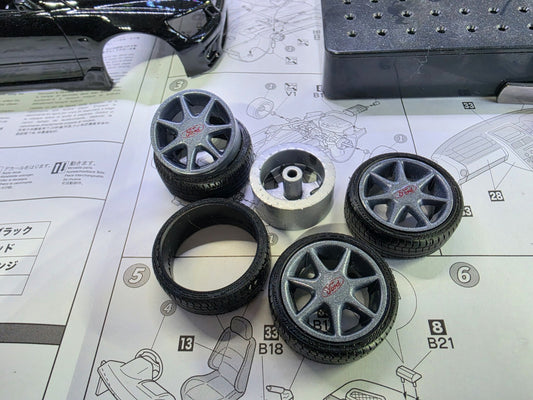 1/18 Scale Ford RS7 3d Printed Wheels & RESIN Tyres ONLY Pre-painted Grey