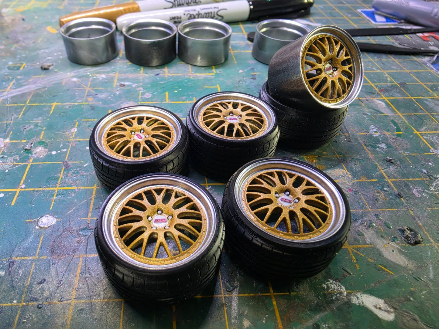 1/18 Scale BBS E88 3d Printed Wheels & RESIN Tyres PRE PAINTED
