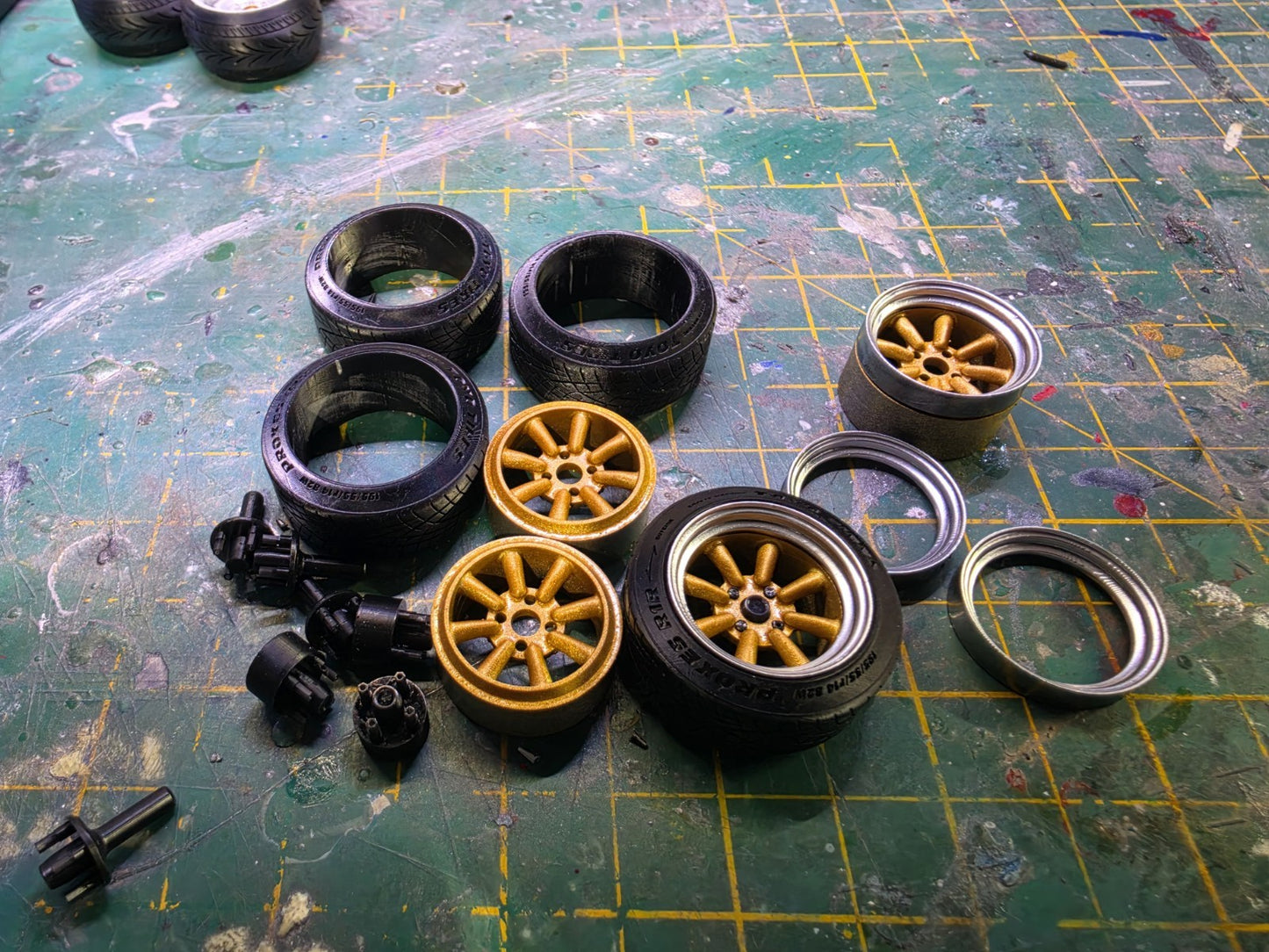 1/18 Scale WATANABE RS 3d Printed Wheels And RESIN Toyo Tyres PRE-PAINTED GOLD