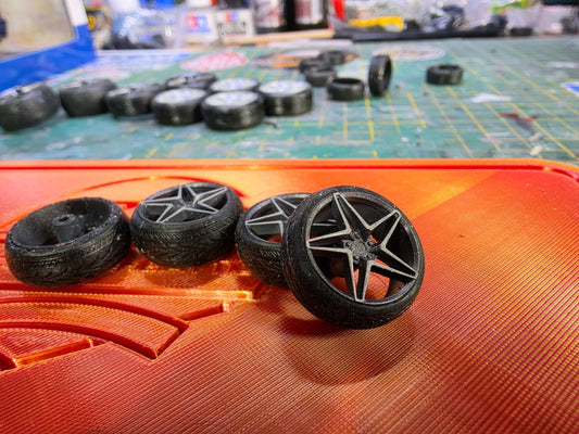 1/24 Scale Veemann VFS-46 Pre-painted 3d Print wheels RUBBER TYRE