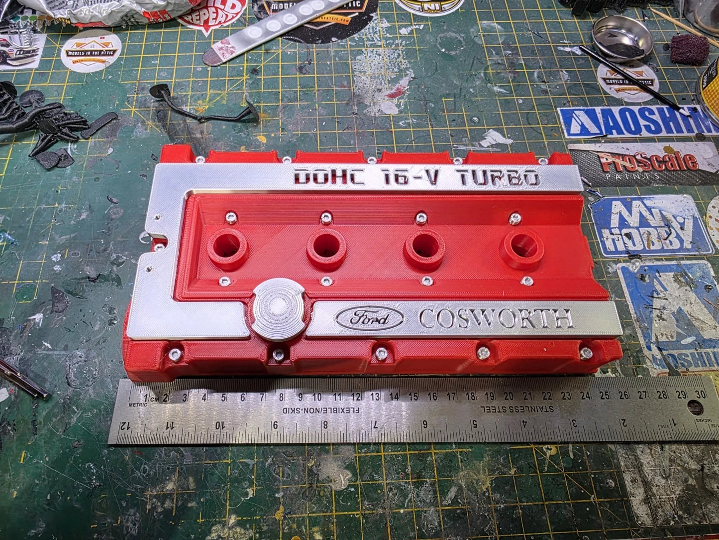 3D PRINTED FORD COSWORTH VALVE COVER RED