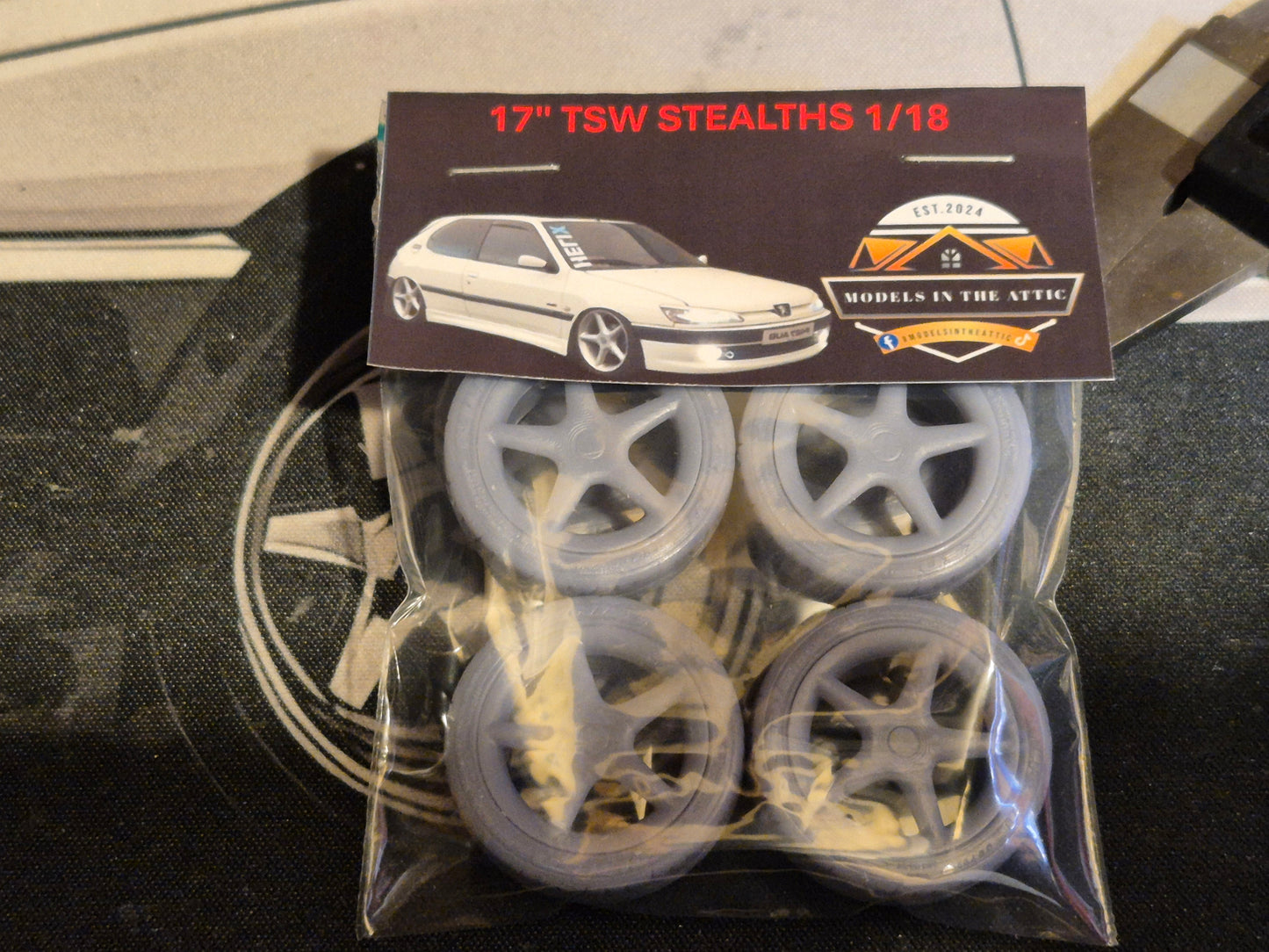 17" TSW Stealth wheels 1/18 OTTO 306 PEUGEOT