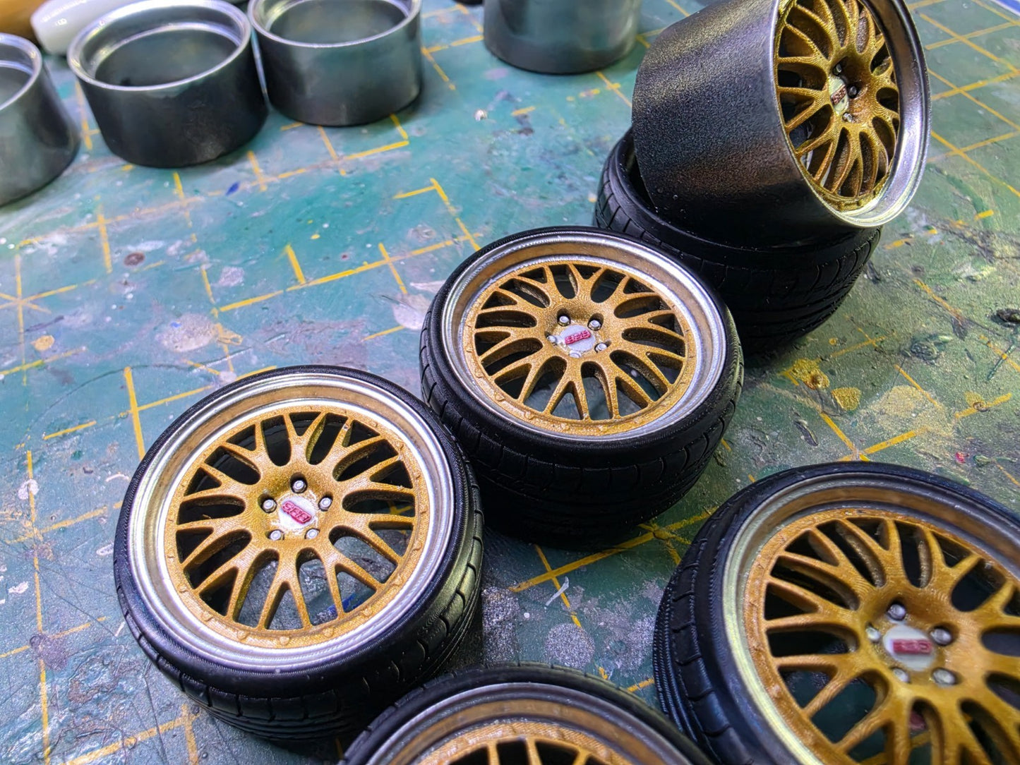 1/18 Scale BBS E88 3d Printed Wheels & RESIN Tyres PRE PAINTED