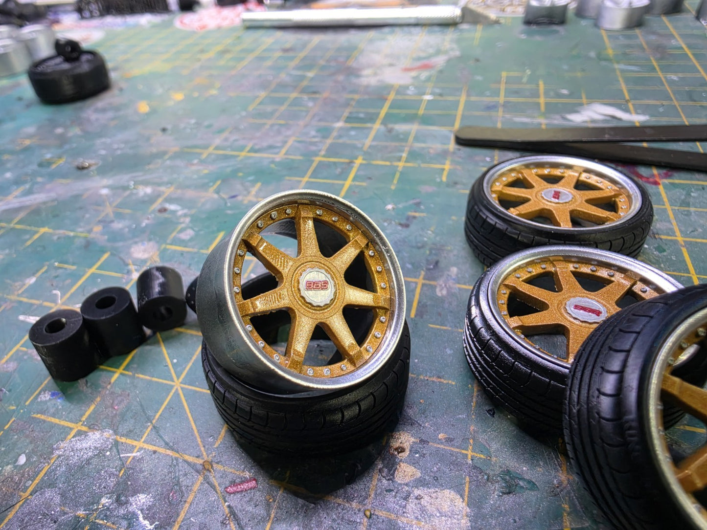 1/18 Scale BBS RT700 3d Printed Wheels & Tyres PRE PAINTED