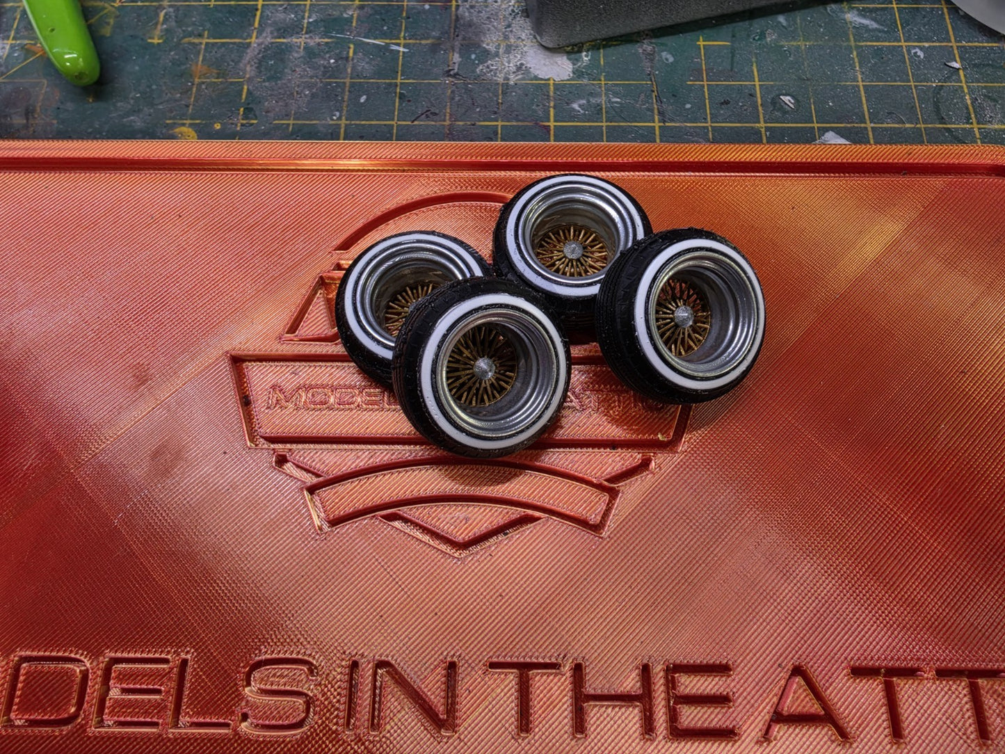 1/18 LOW RIDER RIMS with WHITEWALLS Pre-painted GOLD and CHROME