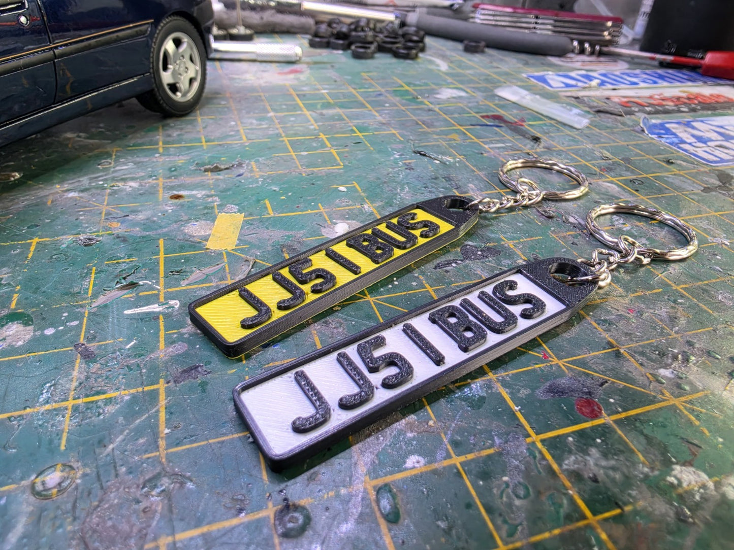 3D PRINTED Number Plates KEYRING Key Tag Key Chain CUSTOMISE Any Text