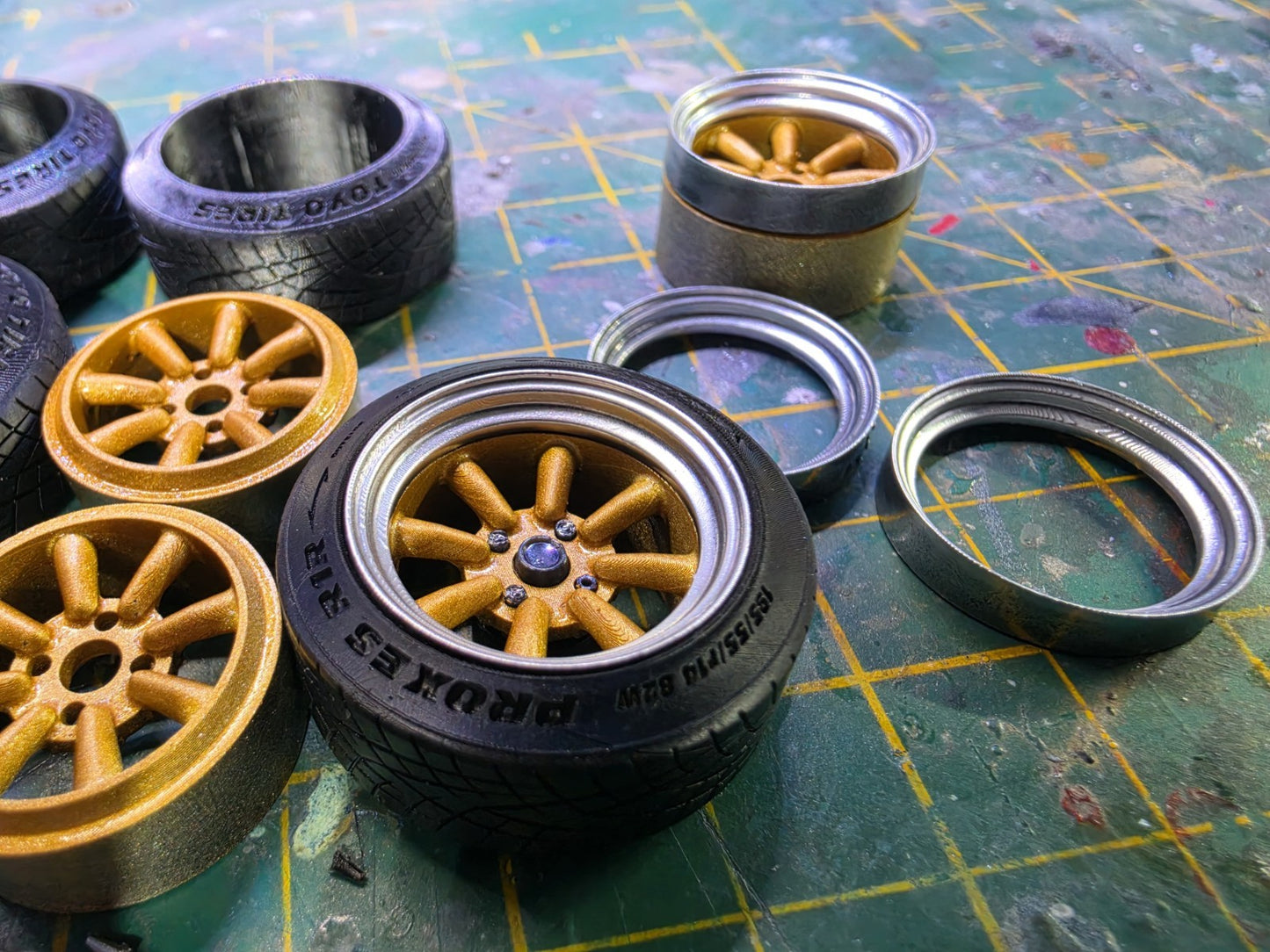 1/18 Scale WATANABE RS 3d Printed Wheels And RESIN Toyo Tyres PRE-PAINTED GOLD