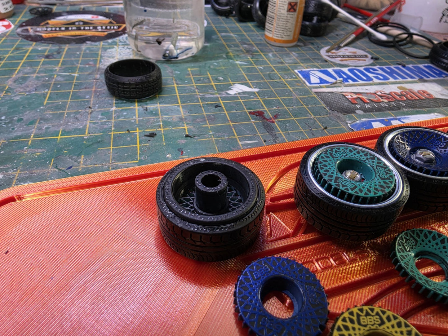 1/18 BBS E50 painted Set HARLEQUIN with CHROME Barrels