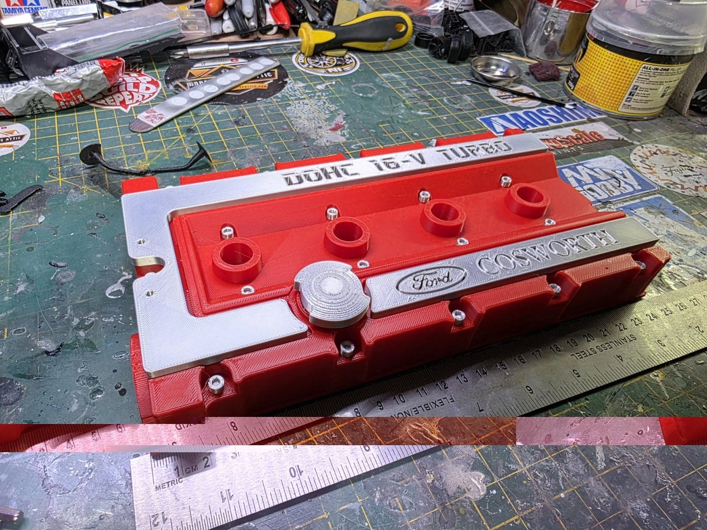 3D PRINTED FORD COSWORTH VALVE COVER RED