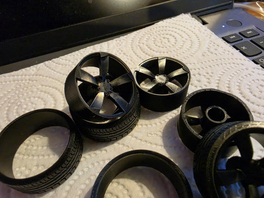 1/18 Scale Audi TTRS 3d Printed Wheels & RESIN CONTINENTAL Tyres