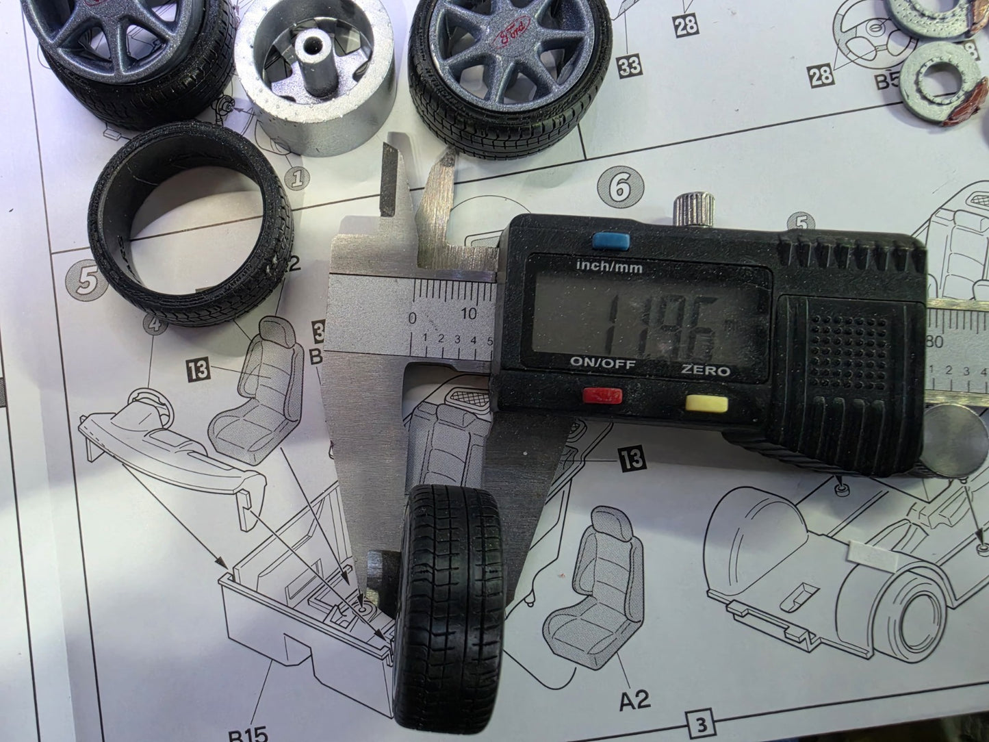 1/18 Scale Ford RS7 3d Printed Wheels & RESIN Tyres ONLY Pre-painted Grey