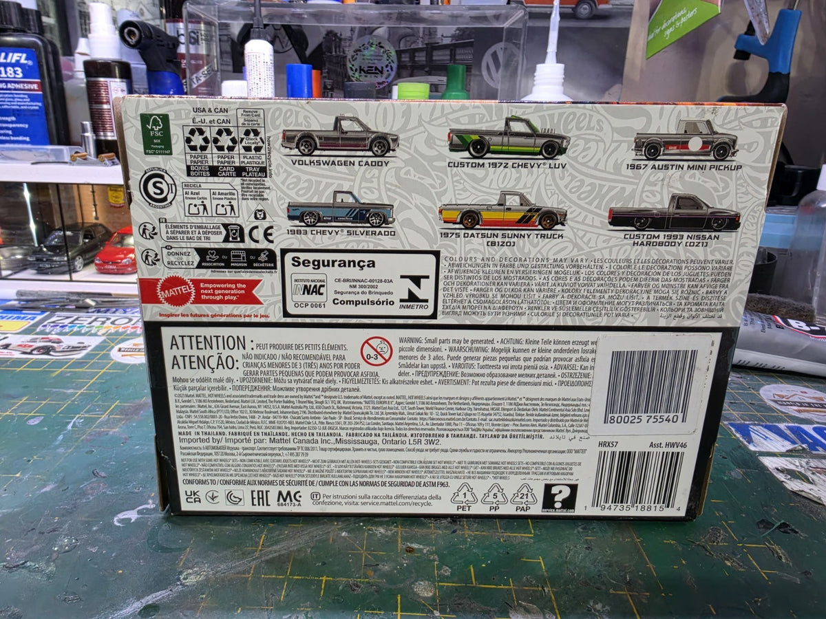 Hot Wheels ZAMAC 6-Pack 1:64 Diecast Metal Pickup Trucks Set HRX57