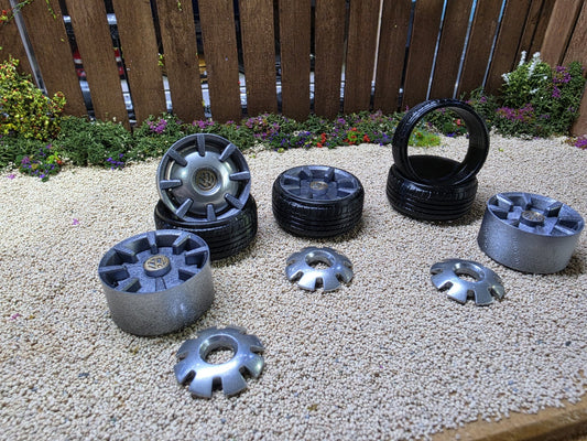 1/18 Scale VW BEETLE 3d Printed Wheels & RUBBER Stretched Tyres