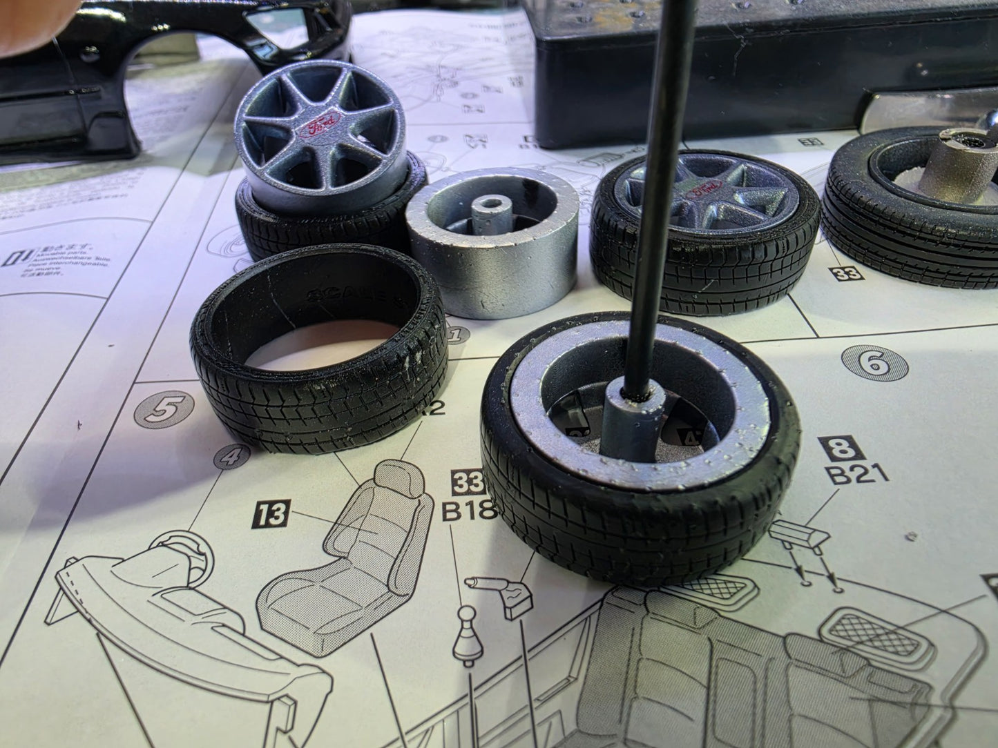 1/18 Scale Ford RS7 3d Printed Wheels & RESIN Tyres ONLY Pre-painted Grey