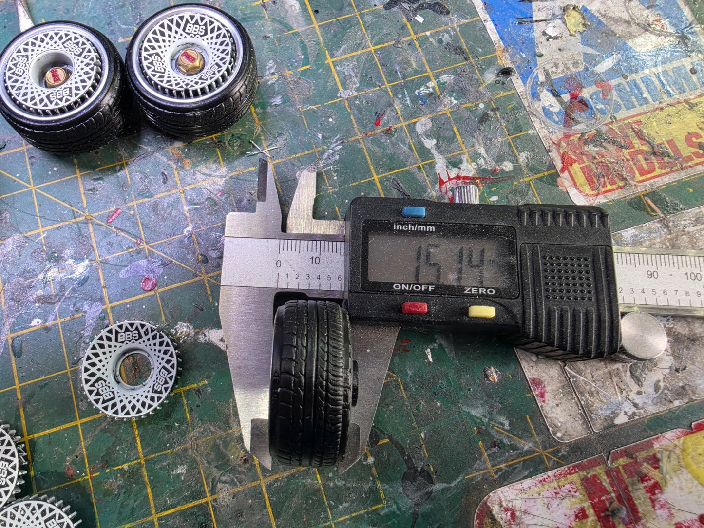 BBS E50 painted Set 1/18 Scale GREY with CHROME Barrels