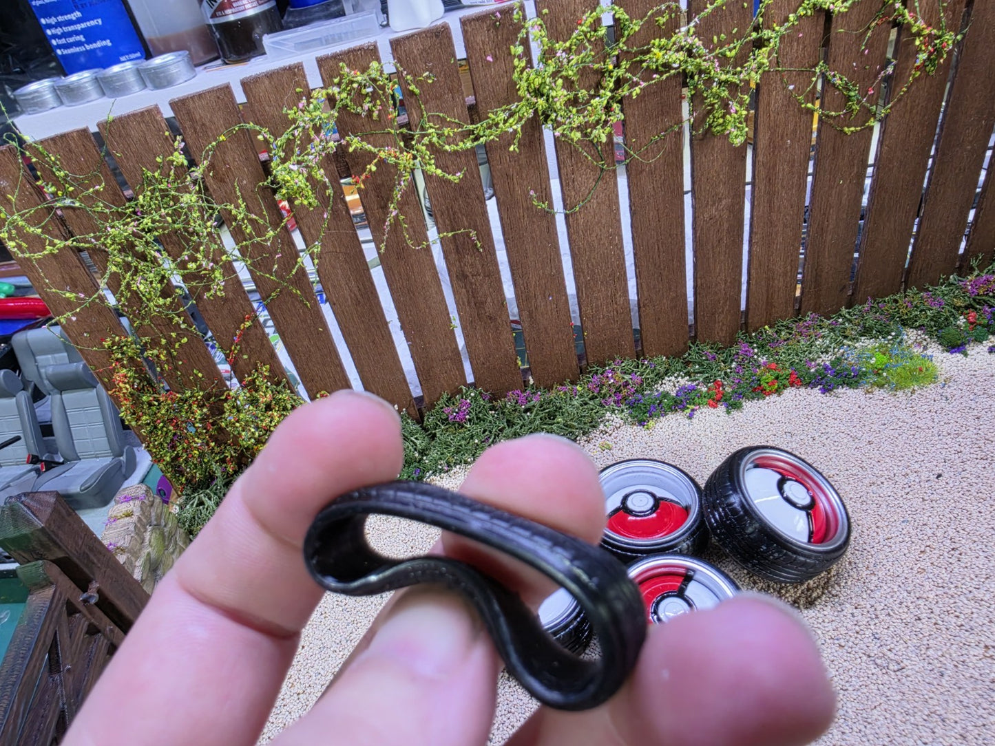 1/18 Scale Pokemon PokeBall 3d Printed Wheels & RUBBER Tyres Pre-painted