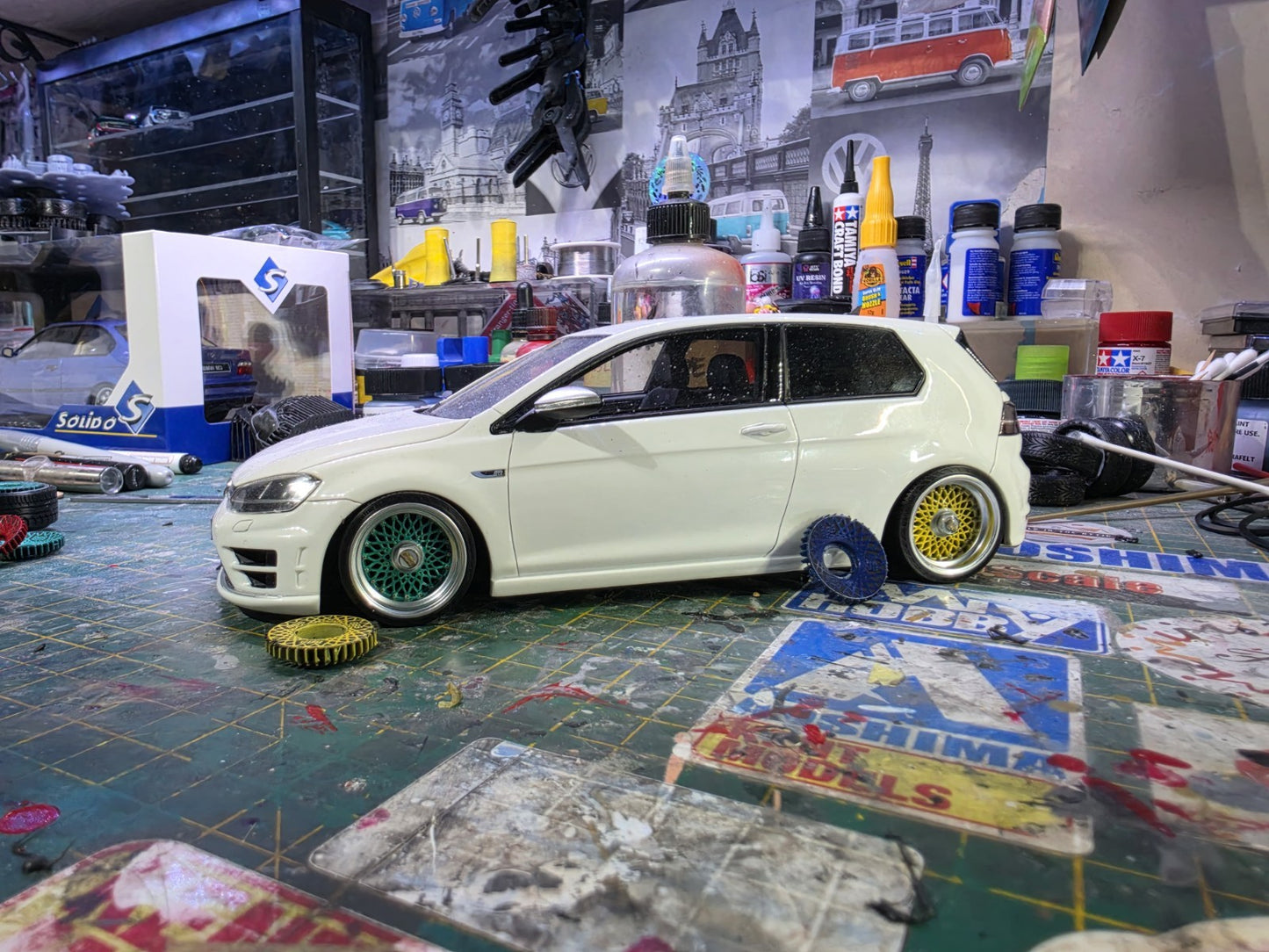 1/18 BBS E50 painted Set HARLEQUIN with CHROME Barrels