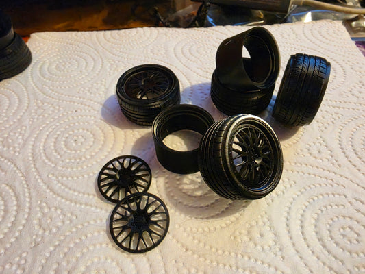 1/18 Scale BBS E88 3d Printed Wheels & RESIN Tyres