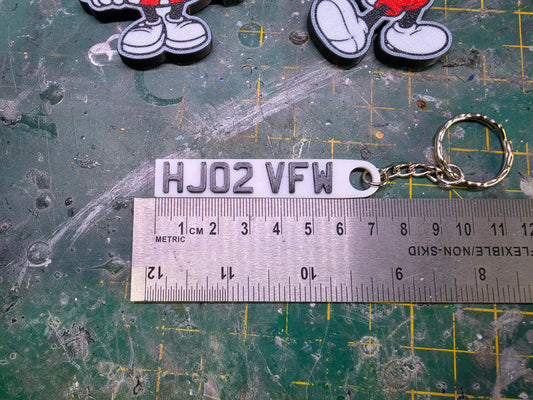 3D PRINTED Number Plates KEYRING Key Tag Key Chain CUSTOMISE Any Text